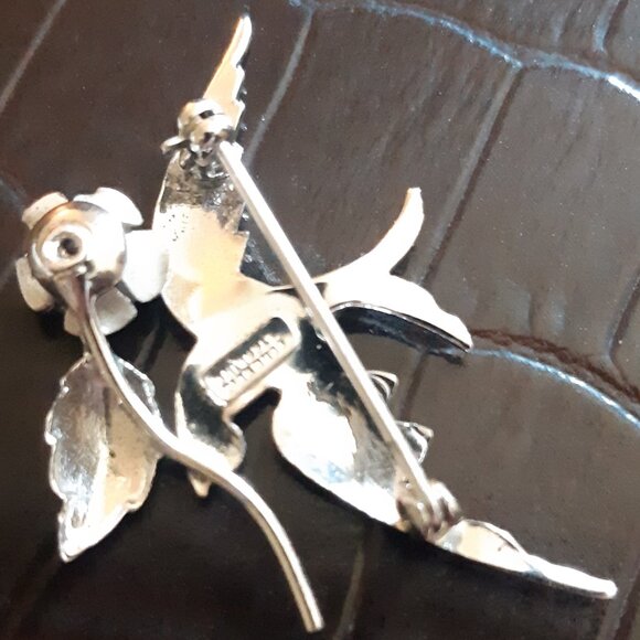1960s Sterling Silver Bond Boyd Brooch, Sweetheart Swallow With Rose Made Canada - Picture 2 of 13